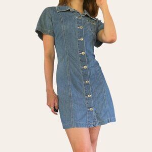 90s vintage denim mini dress Pres De Chamonix S/M